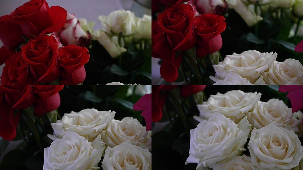 红玫瑰和白玫瑰花束