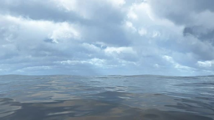 动画流动透明海洋水环能。3D渲染