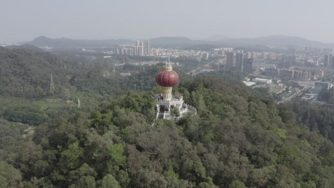 广东省东莞航拍旗峰山国贸地标旗峰公园