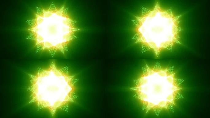 抽象运动黄绿色颜色星星背景，闪亮的灯光能够无缝循环