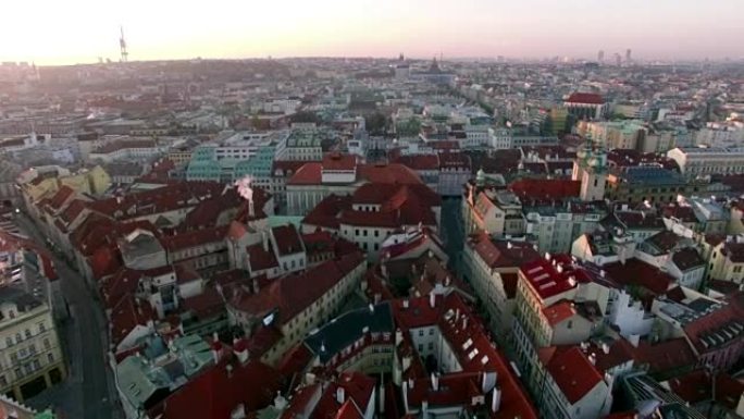 捷克共和国布拉格城市景观的鸟瞰图