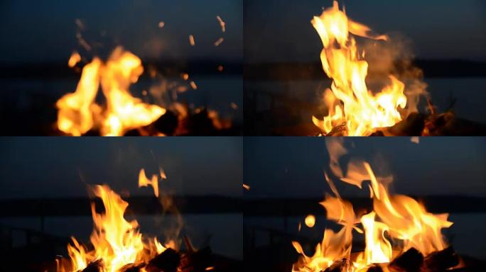 火盆里燃烧的柴火。