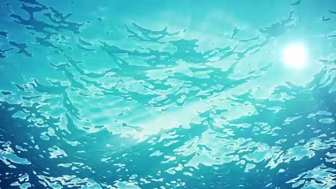水下漂浮浮游生物海浪的高质量动画。光线照耀着。非常受欢迎的海洋背景高清，高清4k。