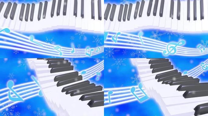 钢琴音符雪环波明亮背景