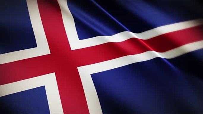 冰岛逼真的国旗无缝环摆动动画