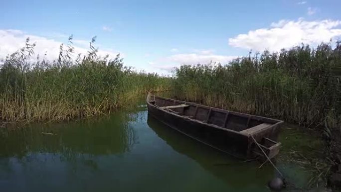 芦苇间的小船，时光流逝