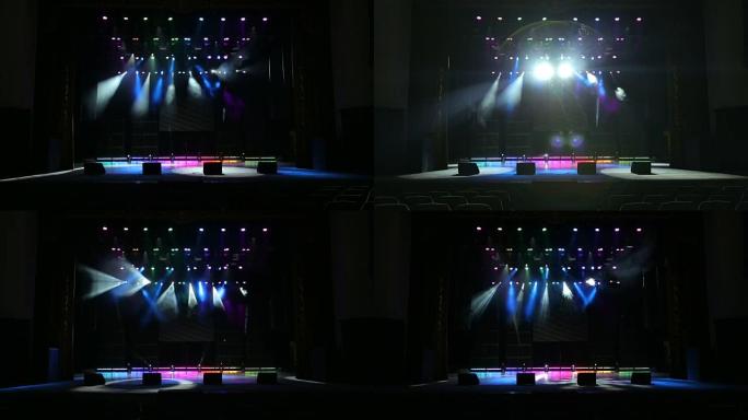 舞台灯光，演唱会前灯光表演测试。