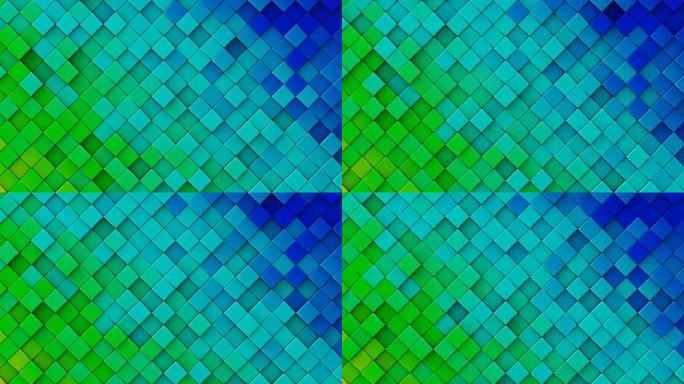 菱形3D渲染可循环动画的蓝绿色渐变