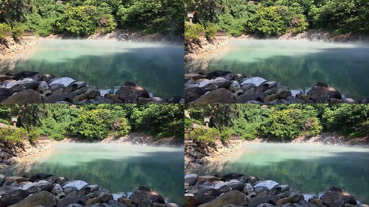 在台湾新北投温泉的翡翠上从左向右平移