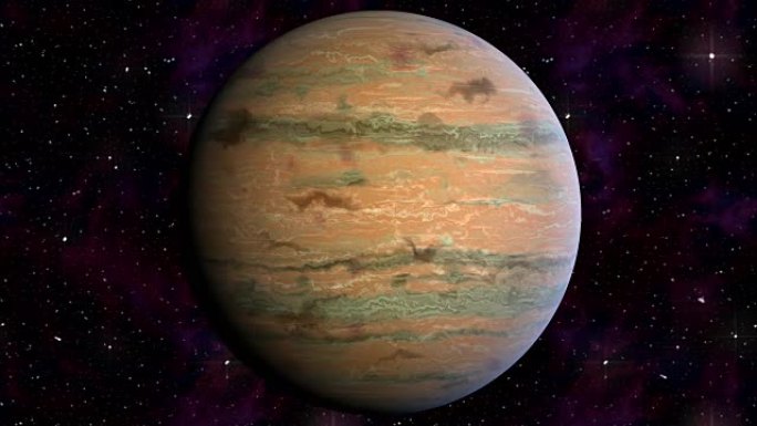 木星在星空的背景上自转。视频动画循环循环