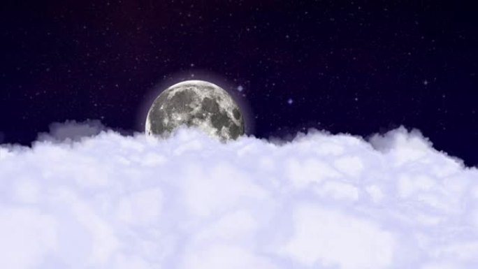 云，月亮，在夜空中飞行，动画，渲染，背景，循环