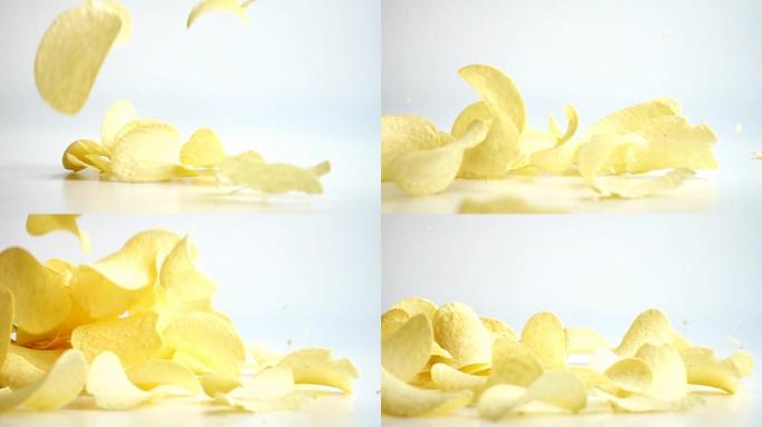 慢动作落下的薯片。