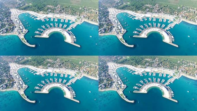 克罗地亚苏科桑市著名达尔马提亚游艇目的地的鸟瞰图