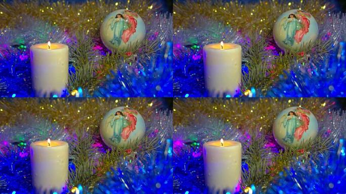 蜡烛和灯光的圣诞组合