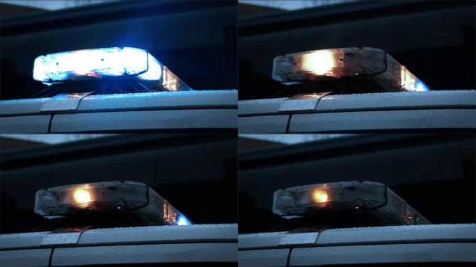 动作电影拍摄现代警察SUV灯闪烁