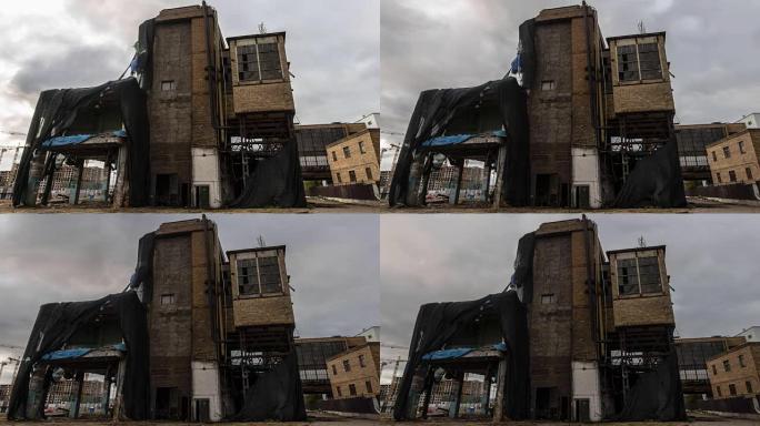 破坏建筑的废墟时间流逝
