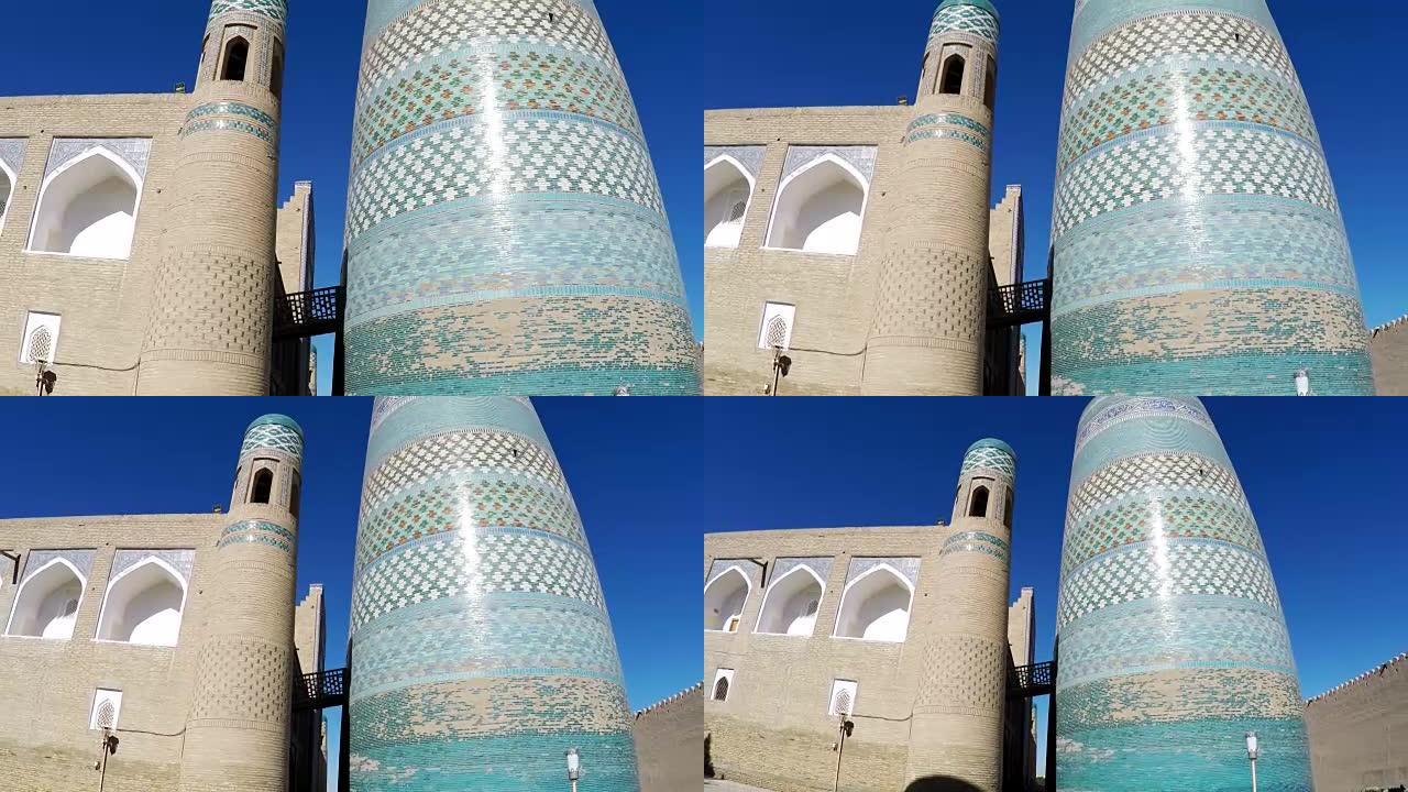未完成的卡尔塔小尖塔尖塔宣礼塔穆罕默德阿明汗希瓦，乌兹别克斯坦