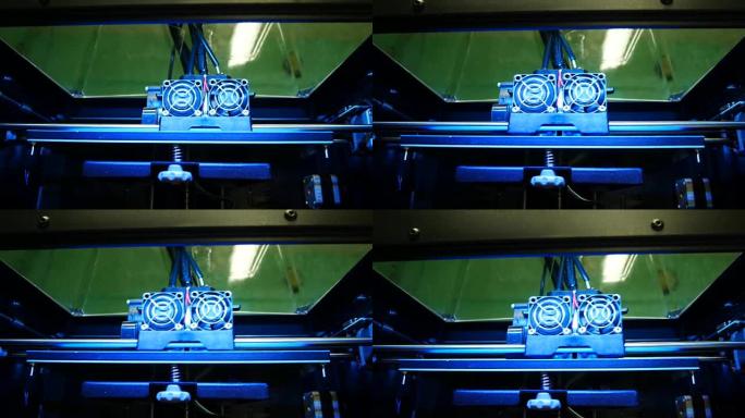 用于打印机模型的3D打印机。在实验室工作，3D打印技术，高质量的UHD视频素材