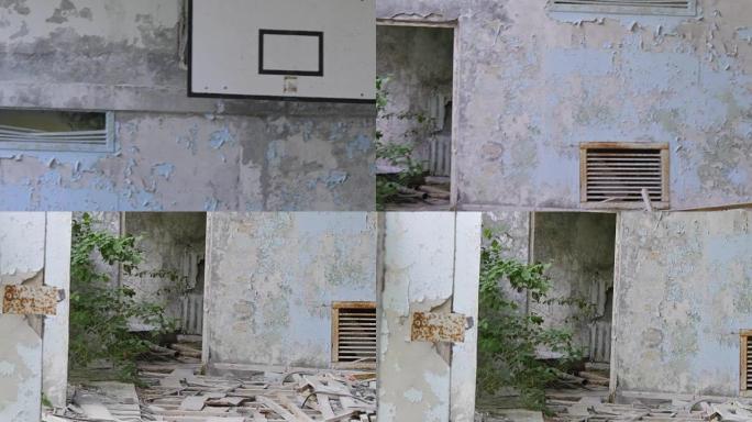 切尔诺贝利-废弃城镇的老篮球场