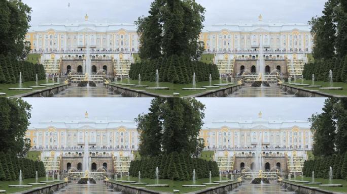 俄罗斯圣彼得堡著名的大喷泉和狮子喷泉彼得霍夫