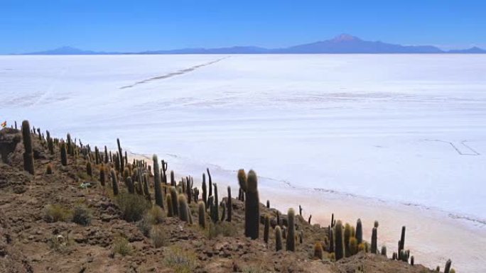 世界上最大的盐滩休眠火山的景色