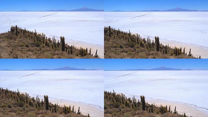 世界上最大的盐滩休眠火山的景色