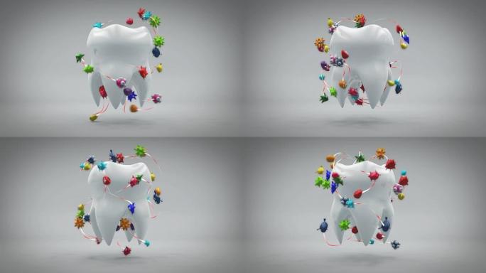 牙齿和细菌-3D动画