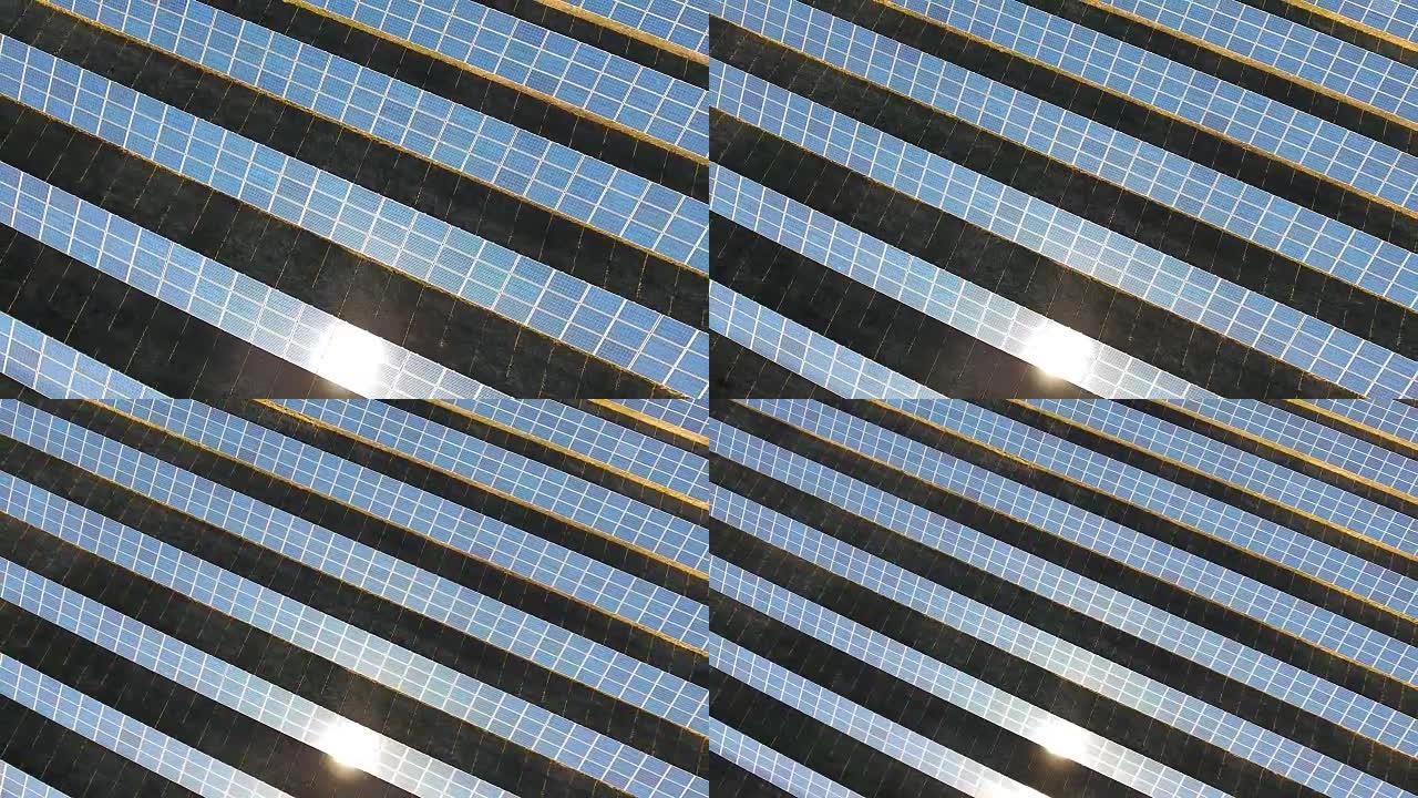无人机上的太阳能电池板鸟瞰图