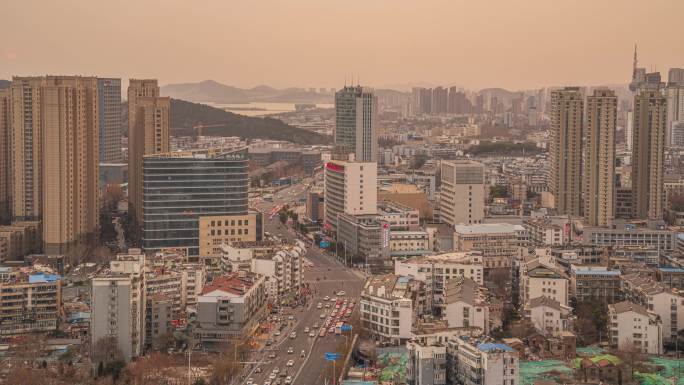 徐州和平路日转夜车流延时