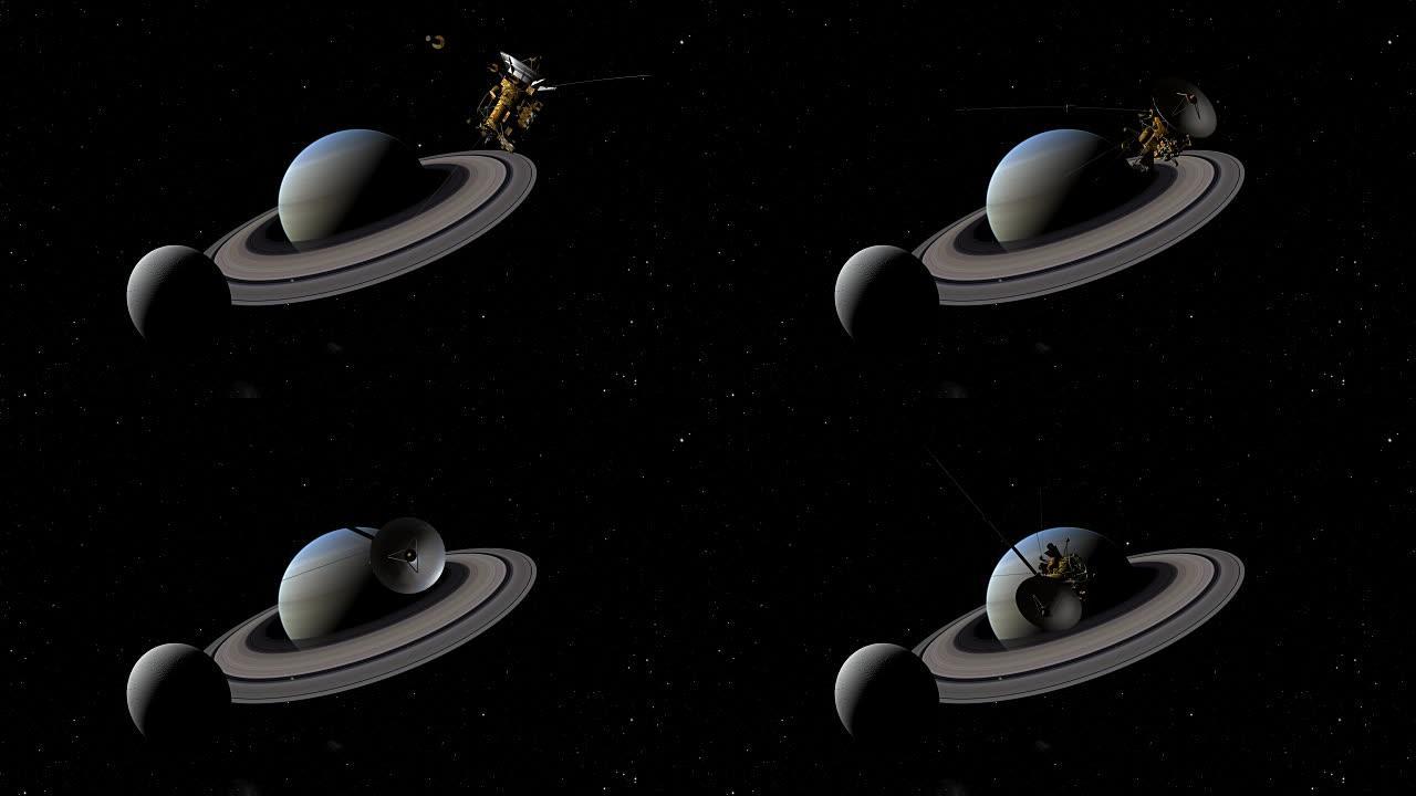 卡西尼号卫星、土卫二和土星