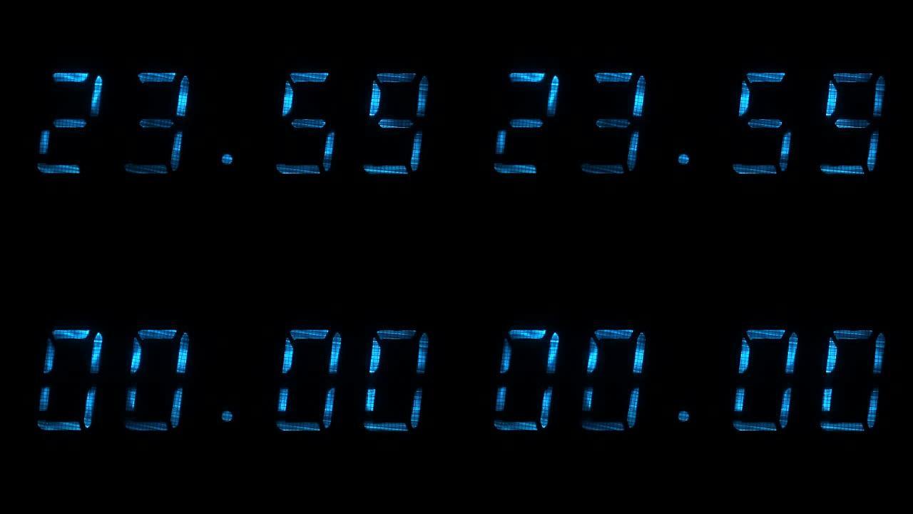 数字时钟显示23小时59分钟到00小时00分钟的时间