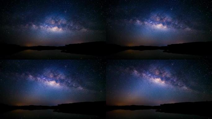 银河和日出的平移时间流逝，泰国乌汶府萨姆潘博克峡谷