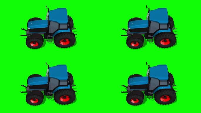 蓝色拖拉机驱动器-绿色屏幕