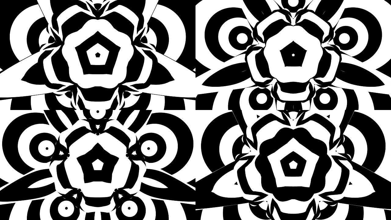 循环催眠黑白迷幻变形花