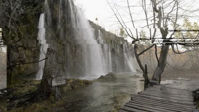 徒步穿越Plitvice湖国家公园高清视频
