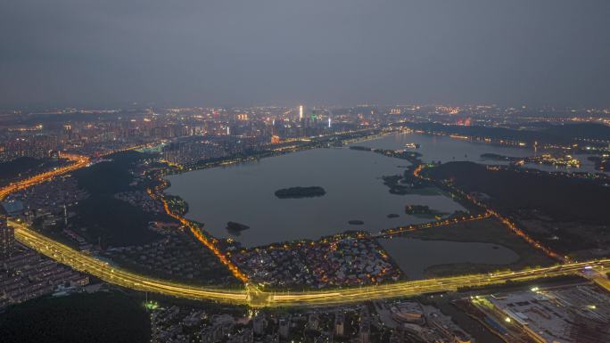 徐州路窝山市区夜景车流延时