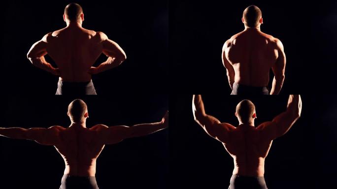 健美运动员展示肌肉轮廓
