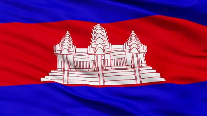 挥舞柬埔寨国旗