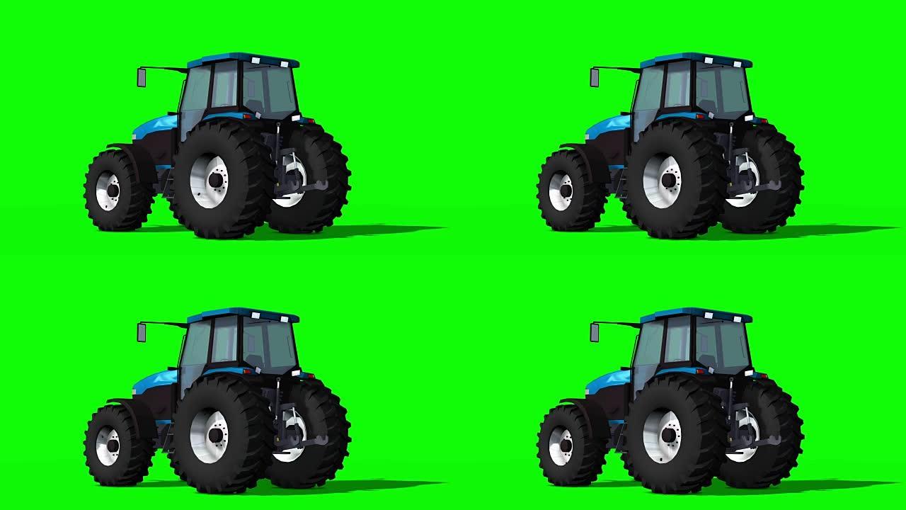 蓝色拖拉机驱动器-绿色屏幕