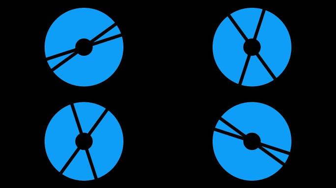 加载屏幕圆形，蓝上黑背景-循环-视频纹理，无缝动画元素