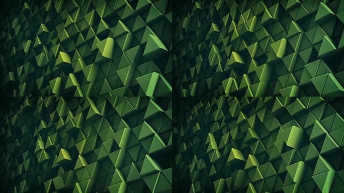 绿色挤压三角形的表面3D渲染可循环