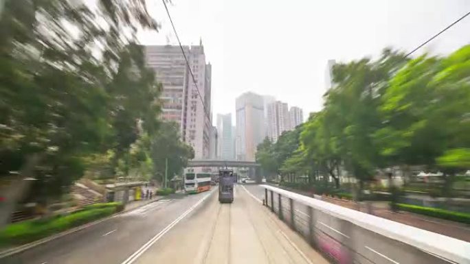 从香港市中心出发的轻型电车旅行4k时间流逝