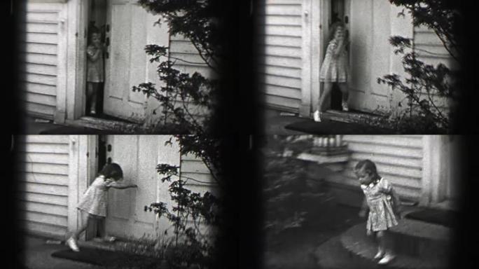 1939: 年轻女孩打开前门漫不经心地跑向街道逃生。