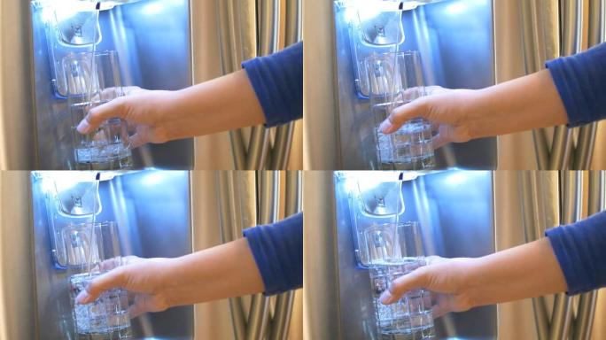 用不锈钢冰箱4K的过滤水手工填充玻璃