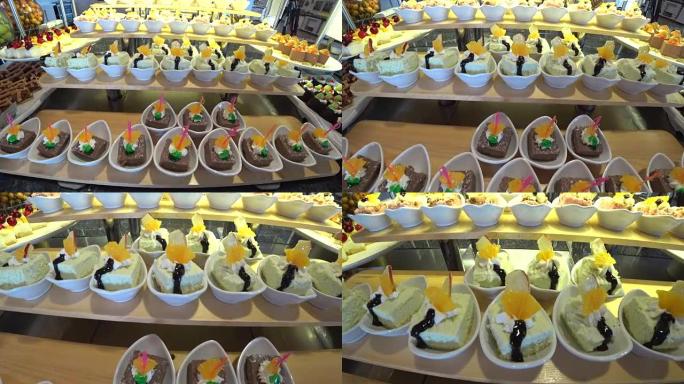 美味多种不同种类的甜点