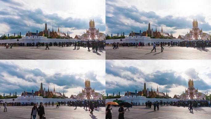 泰国神庙Wat Phra Kaew的人的延时拍摄