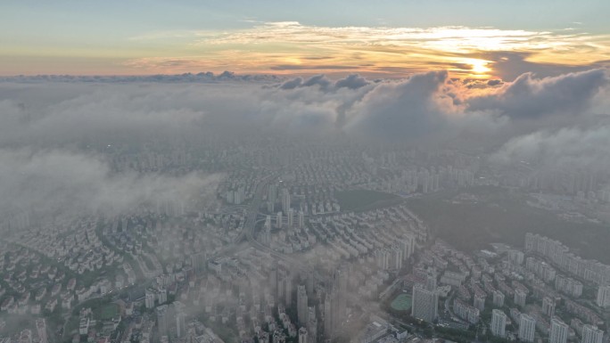 青岛浮山市区穿云黄昏延时