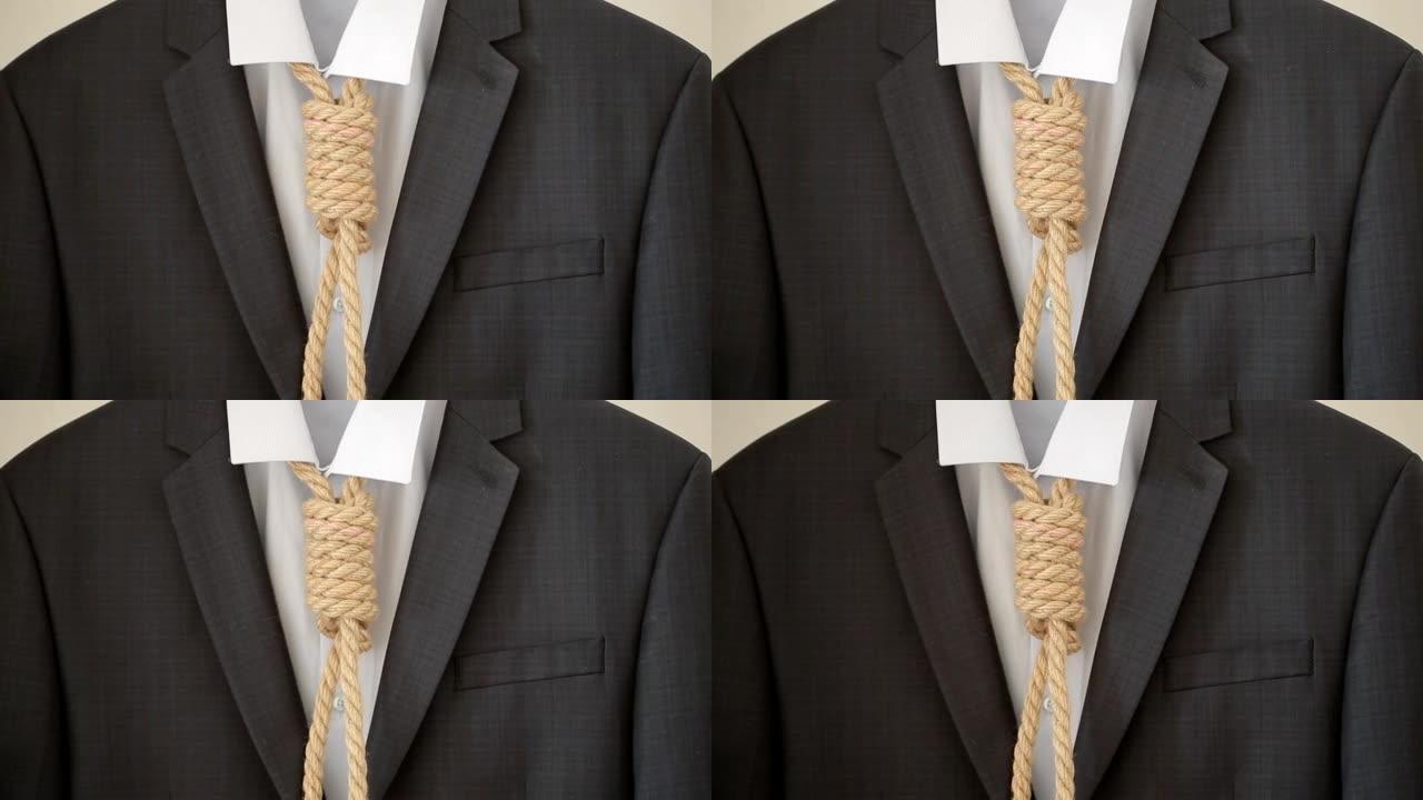商人调整像领带一样的套索，不是你最喜欢的工作，