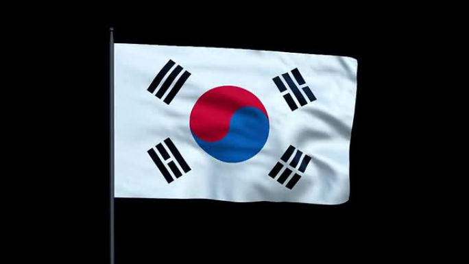 韩国国旗飘扬，无缝循环