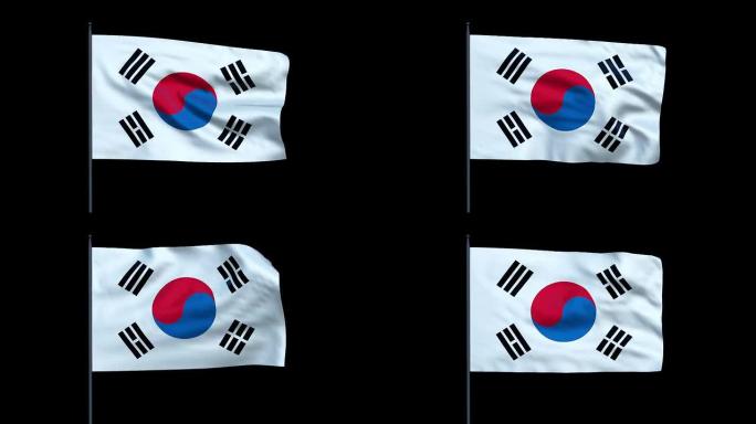 韩国国旗飘扬，无缝循环